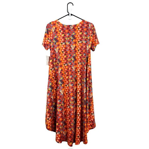 LuLaRoe Carly Women's Orange Triangle Dress - Picture 2 of 5